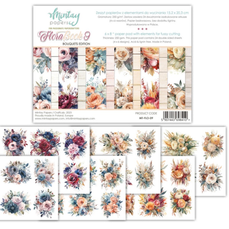 Mintay Papers – 6 X 8 BOOK – ELEMENTS FOR PRECISE CUTTING – FLORA 9