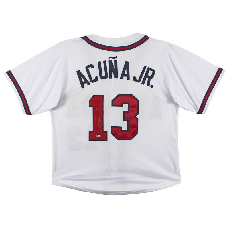 Ronald Acuna Jr. Authentic Signed White Pro Style Jersey BAS Witnessed #WJ88724