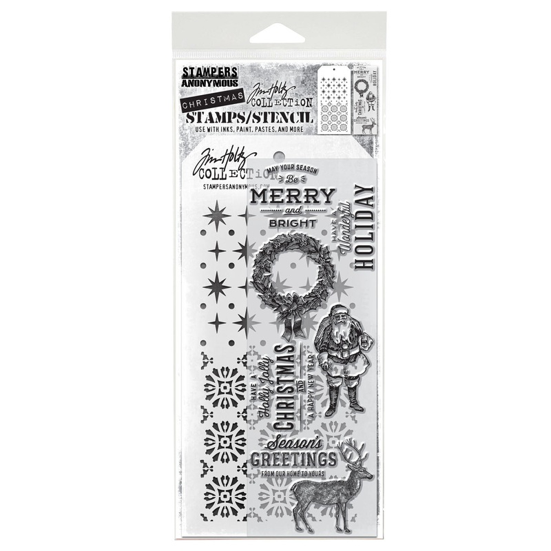 Stampers Anonymous Media #35 Tim Holtz Clear Stamp and Stencil