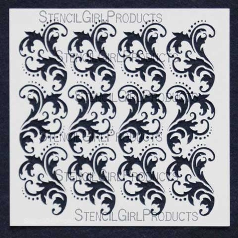 StencilGirl Products Damask Waves Stencil