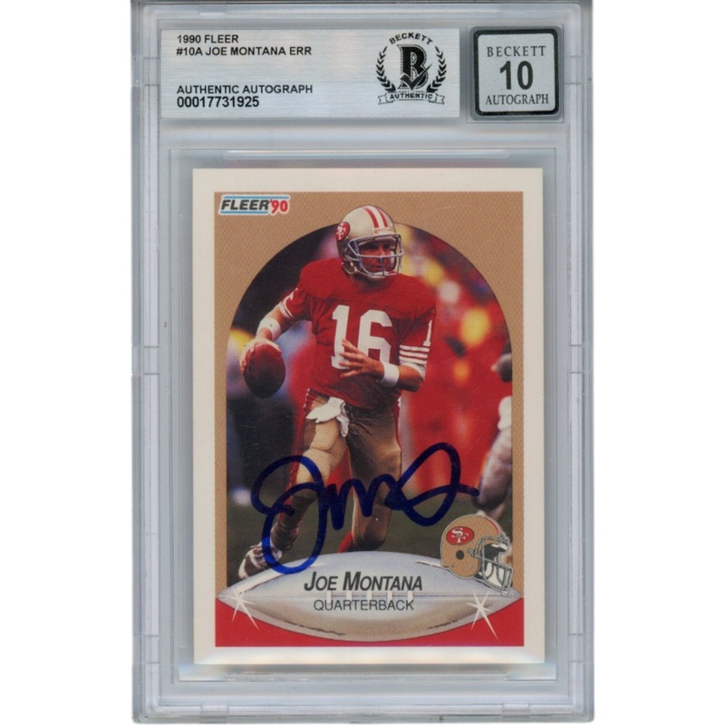 Joe Montana Autographed/Signed 1990 Fleer #10 Slab Trading Card Beckett 49916
