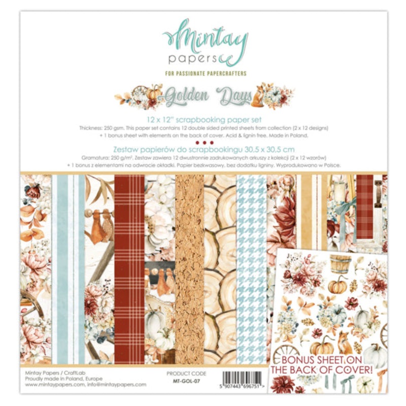 Mintay Papers – 12 X 12 PAPER SET – GOLDEN DAYS