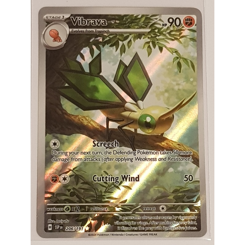 Pokemon Scarlet and Violet Surging Sparks Vibrava #206/191 Illustration Rare Holo Trading Card
