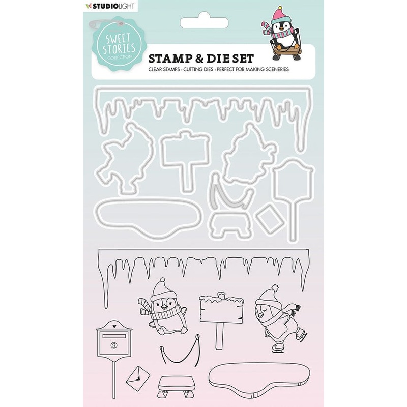 Studio Light Stamp & Cutting Die Penguin Sweet Stories 160x270x1mm 1 PC nr.18