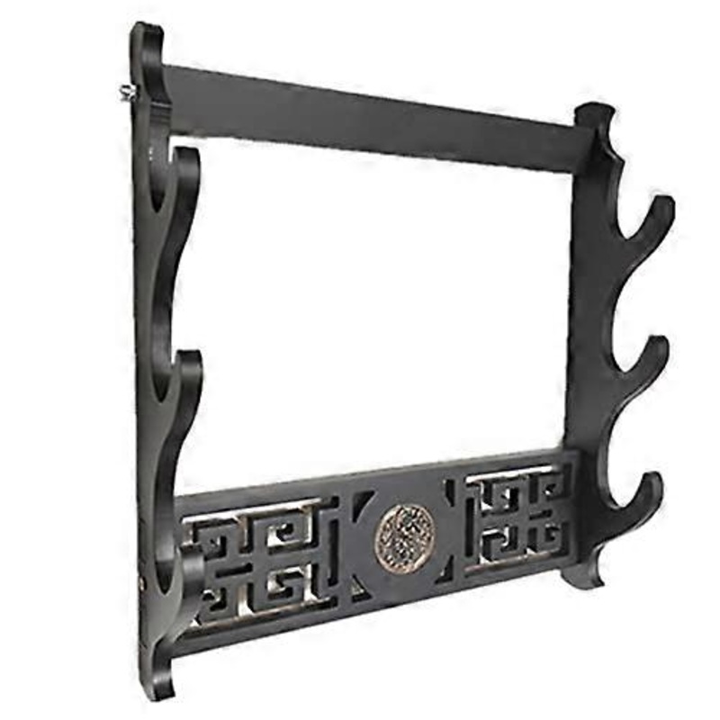 Sword Holder Wall Mount Katana Stand Samurai Holder Rack Chin Tai Chi Bagua Style Chin Hook Swords Display 3tier