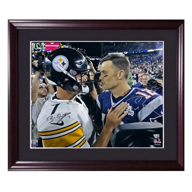 Tom Brady Ben Roethlisberger Signed 16×20 Framed Photo Autograph Fanatics COA