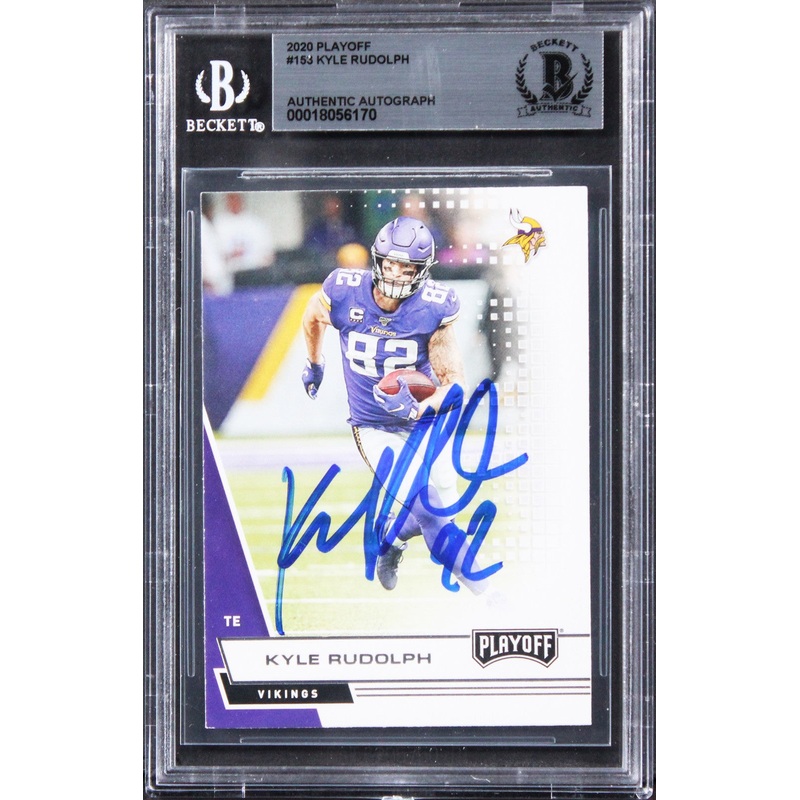 Vikings Kyle Rudolph Authentic Signed 2020 Playoff #153 Card BAS Slabbed
