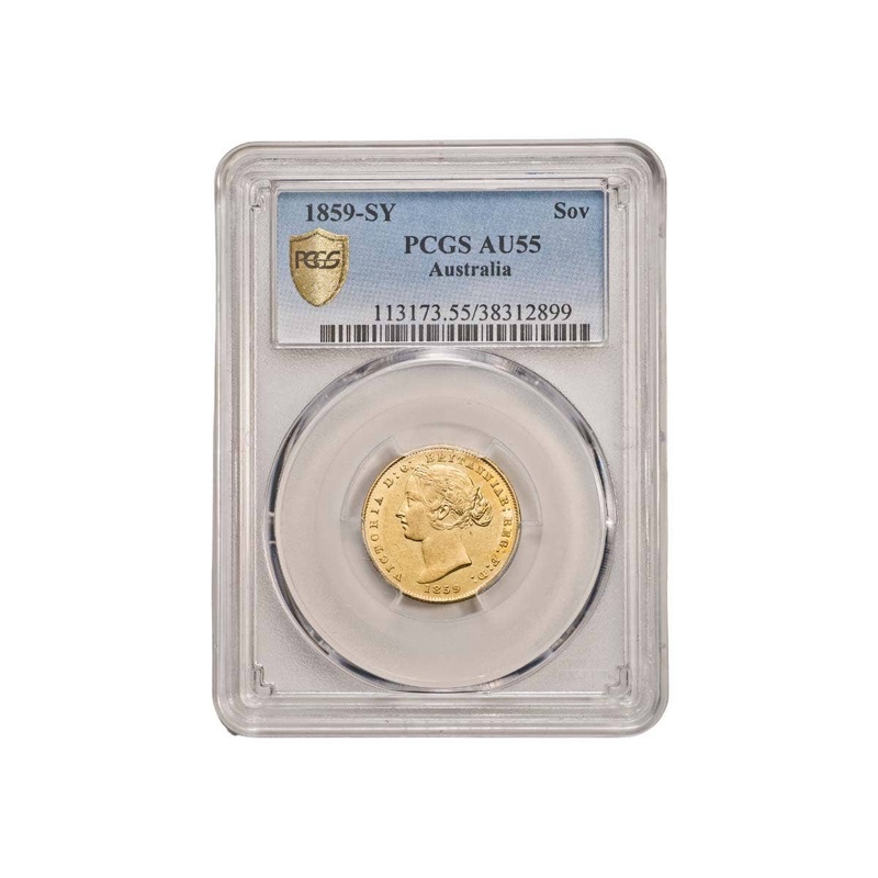 1859 Sydney Mint Sovereign Type II PCGS AU55