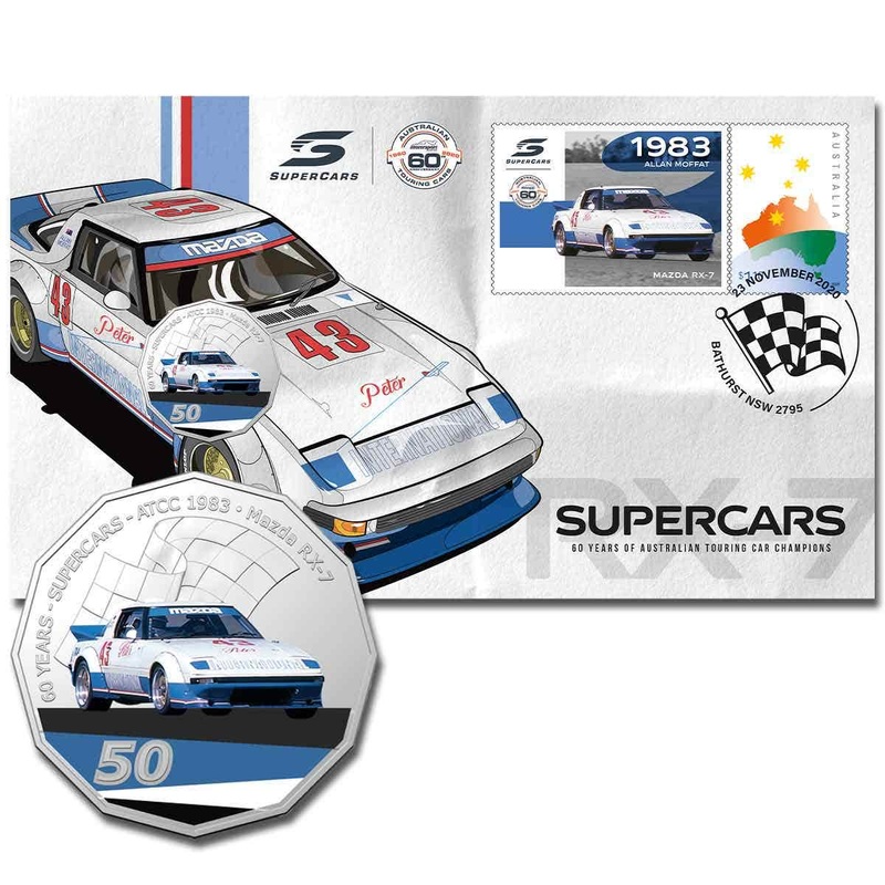 60 Years of Supercars 2020 50c Mazda RX-7 Stamp & Coin Cover