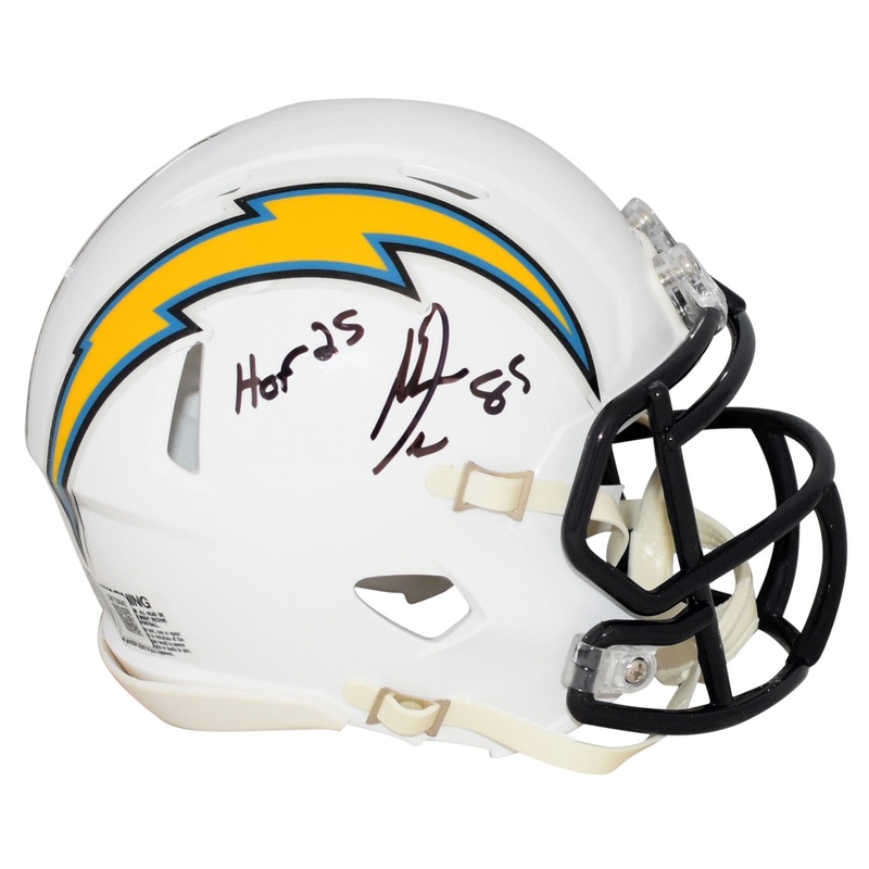 ANTONIO GATES SIGNED SAN DIEGO CHARGERS SPEED MINI HELMET W/ HOF 25