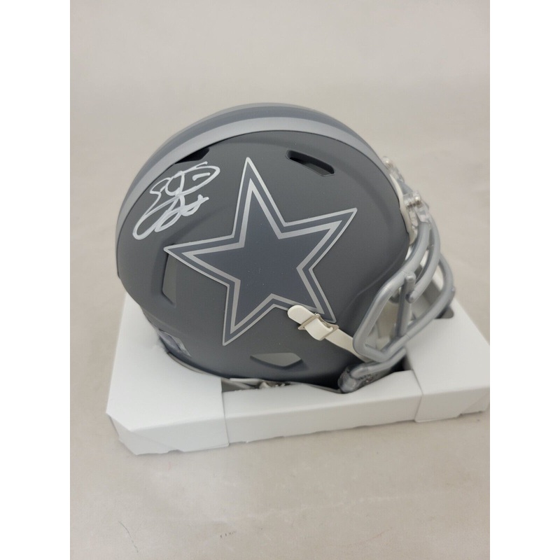 EMMITT SMITH SIGNED DALLAS COWBOYS SLATE SPEED MINI HELMET PROVA HOLOGRAM