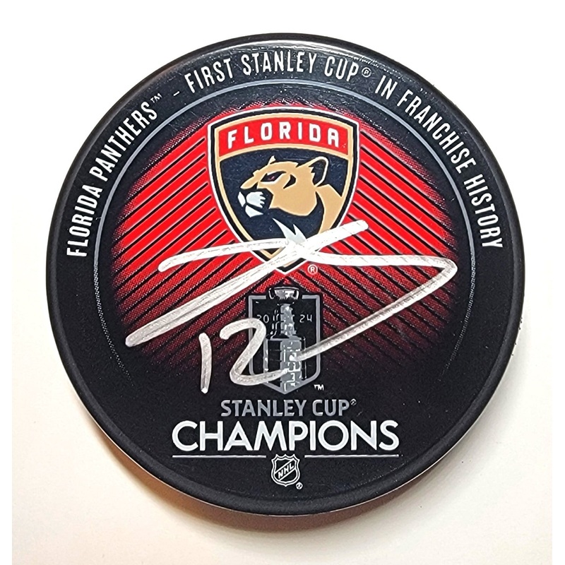 Jonah Gadjovich Signed Florida Panthers 2024 Stanley Cup Champions Puck Beckett