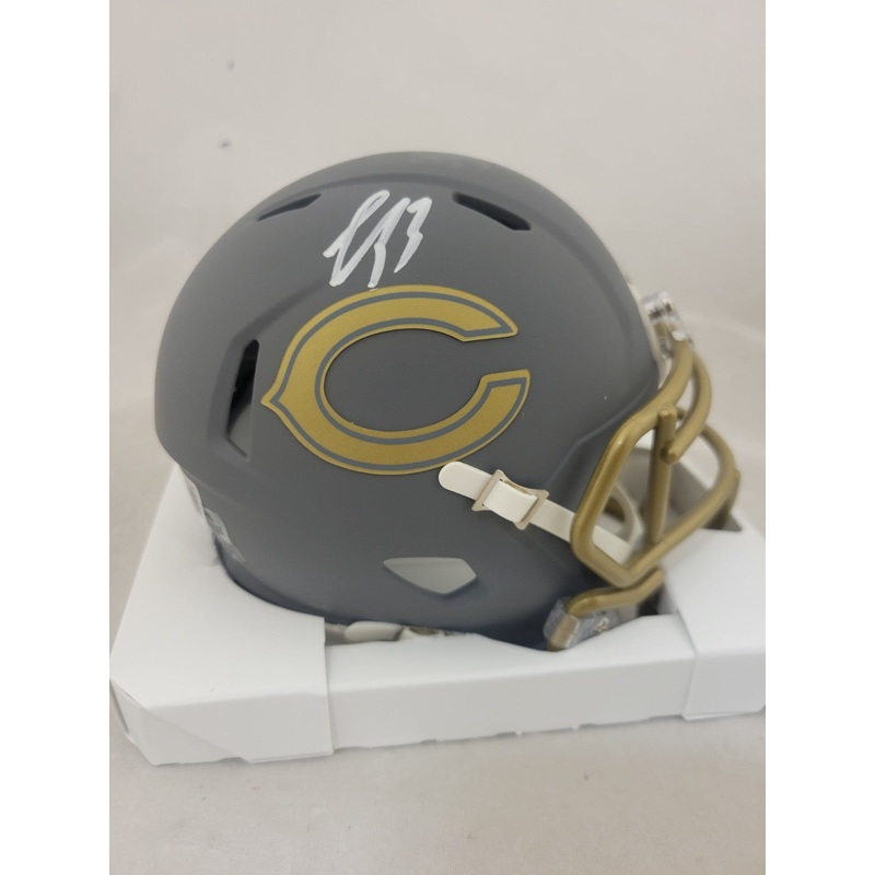 LUTHER BURDEN SIGNED CHICAGO BEARS SLATE SPEED MINI HELMET BECKETT QR