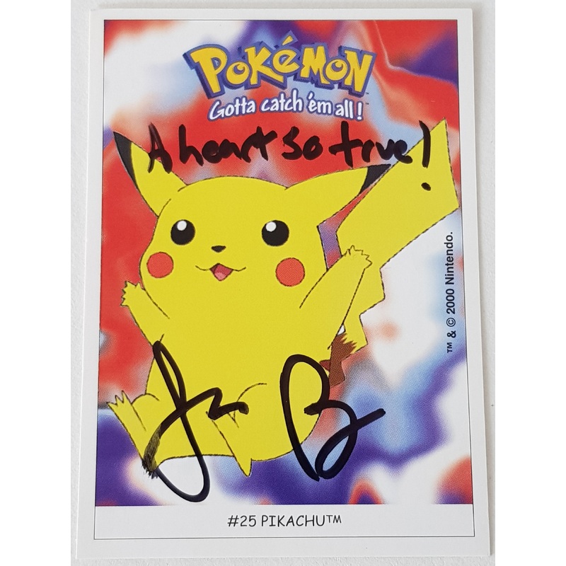 Pokemon #25 – Pikachu Dunkin Trading Card Sticker (Signed by Jason Paige)