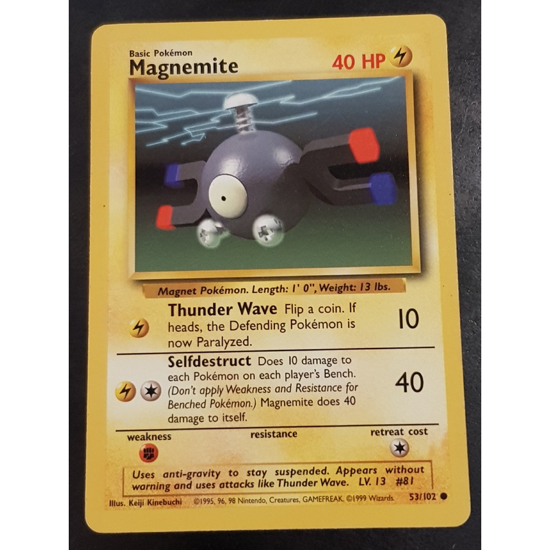 Pokemon Base Magnemite #53/102 Trading Card