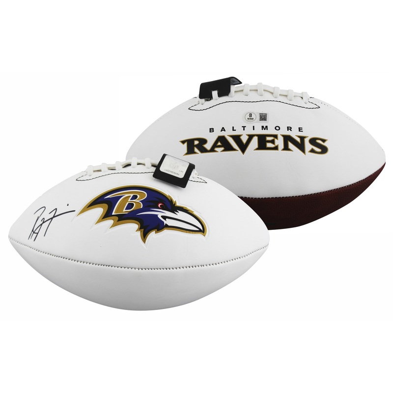 Ravens Ray Lewis Authentic Signed Franklin White Panel Logo Football BAS Witness