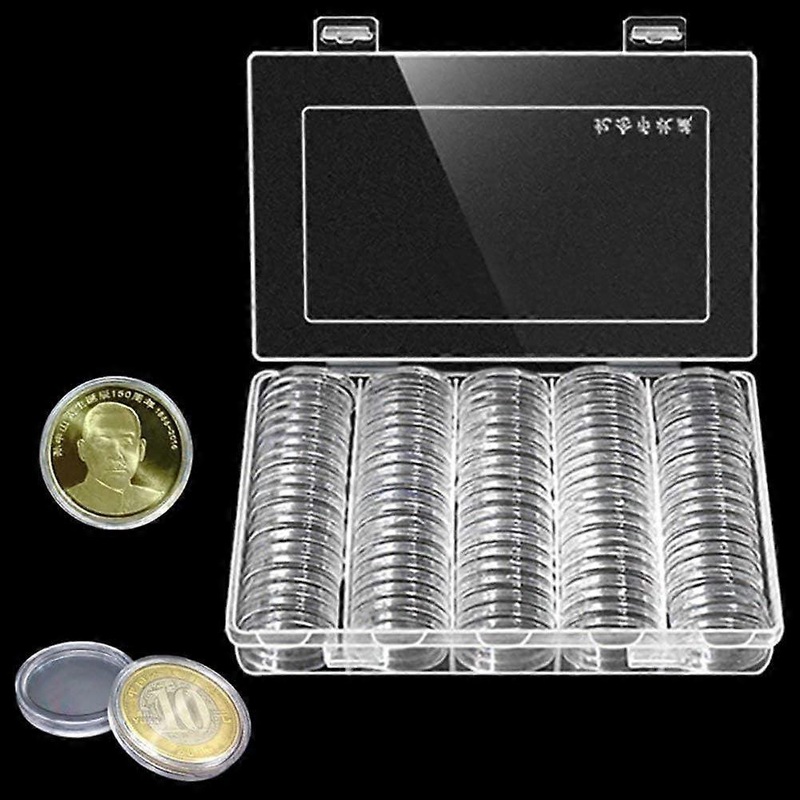rsi 100pcs 30mm Round Coin Case Collecting Storage Box Coin Collection Supplies Holder Coin Collectible Display Organizer Container for Collectors