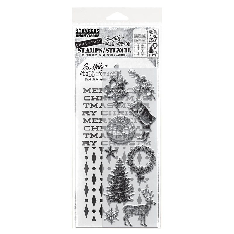 Stampers Anonymous Media #52 Tim Holtz Clear Stamp and Stencil