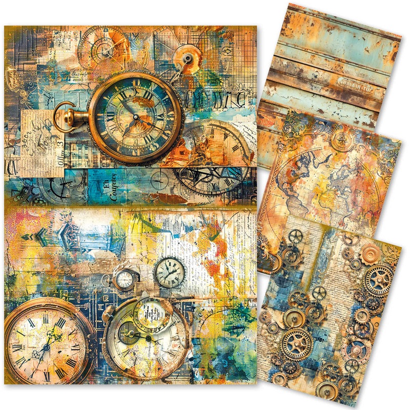 Ciao Bella Mixed Media Rice Paper A4 Past Time (4pcs)