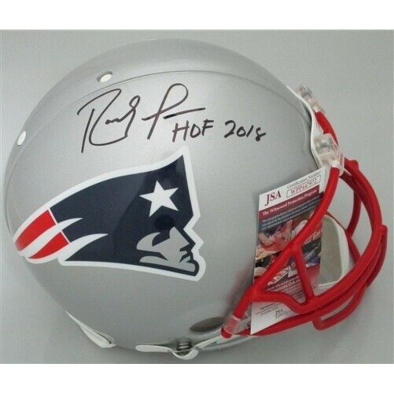 Patriots RANDY MOSS Signed Full Size Authentic Helmet w/HOF 2018 – JSA Auto