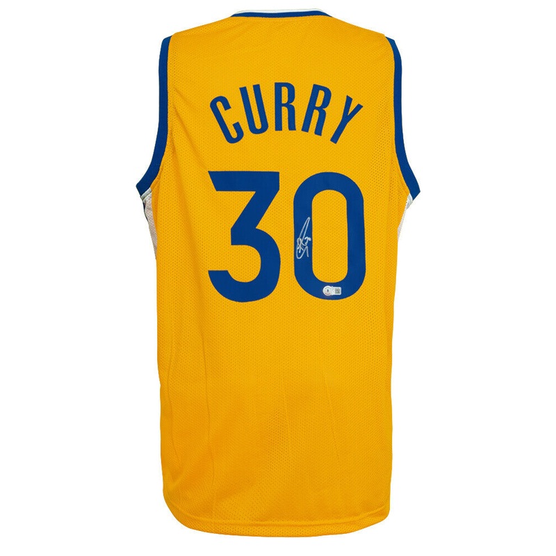 Stephen Curry Signed Yellow Custom Basketball Jersey – (Beckett COA)