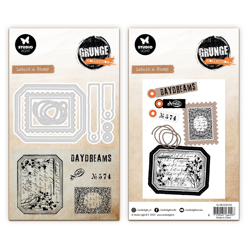 Studio Light Grunge – Stamp & Cutting Dies Label & Stamp
