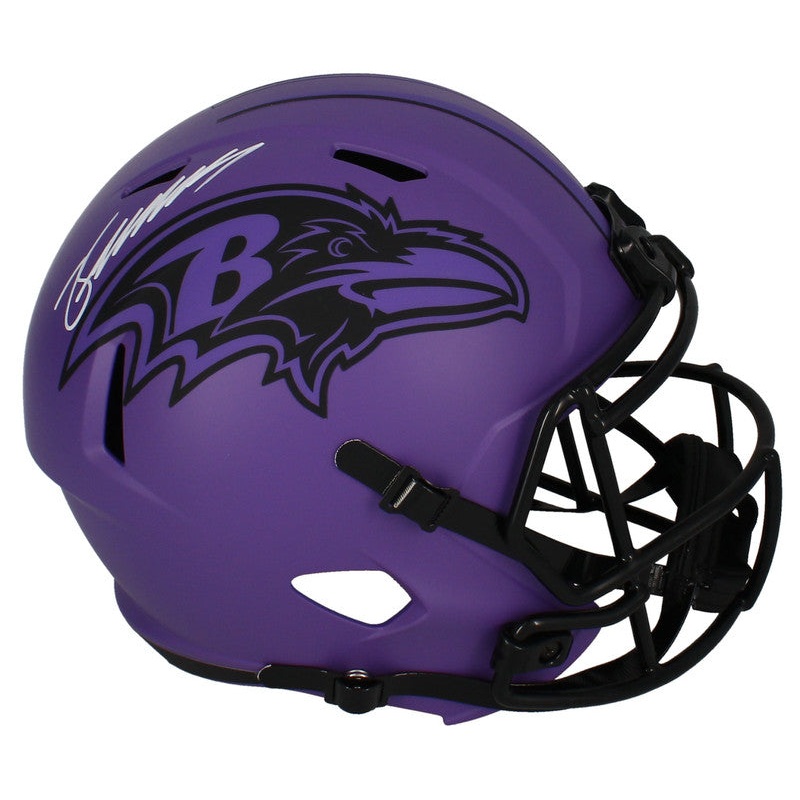 Zay Flowers Autographed Baltimore Ravens ‘RAVE’ Full Size Speed Helmet Beckett