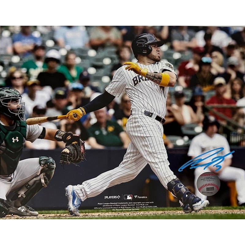 Brewers Catcher VICTOR CARATINI Signed 8×10 Photo #3 AUTO