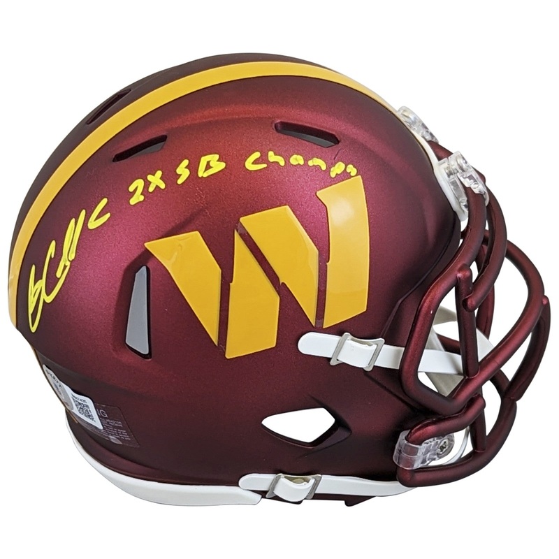 Commanders Gary Clark 2x SB Champ Signed Speed Mini Helmet BAS Witnessed