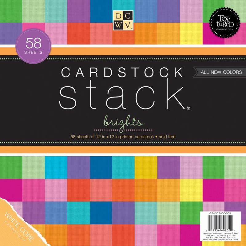 DCWV Single-Sided Cardstock Stack 12X12 58/Pkg Brights White Core, 29 Solid Colors/2ea