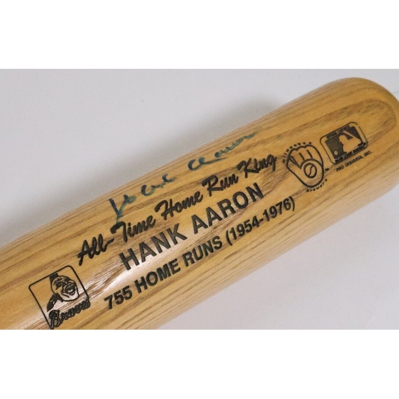 Hank Aaron Autographed Baseball Bat All-Time Home Run King James Spence COA