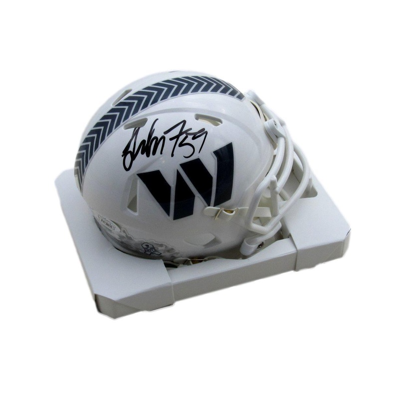 London Fletcher Signed Salute to Service Mini Helmet Commanders JSA 194007