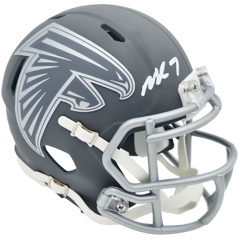 MICHAEL VICK AUTOGRAPHED FALCONS SLATE GRAY MINI HELMET BECKETT WITNESS 243637