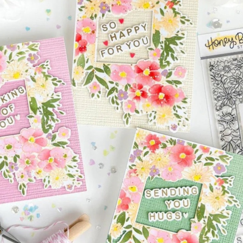 Squared Spring Florals – Set of 6 – 6×6 Coordinating Stencils