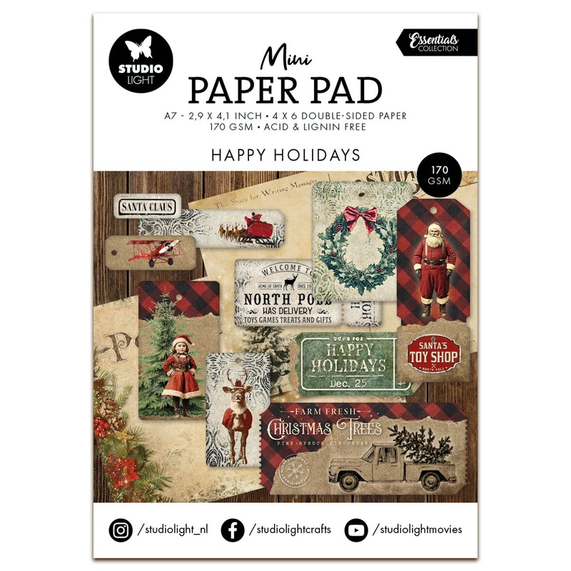 Studio Light Essentials Mini Paper Pad Happy Holidays
