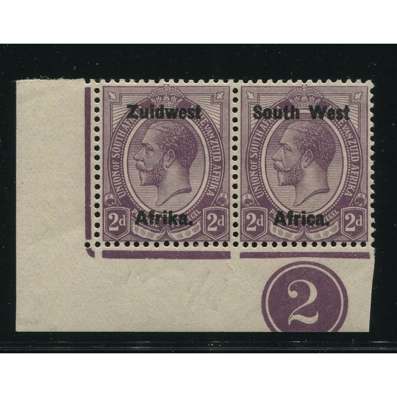 SWA 1923 TYPE 111 2d BOLD OVERPRINT LOWER CONTROL PAIR MNH