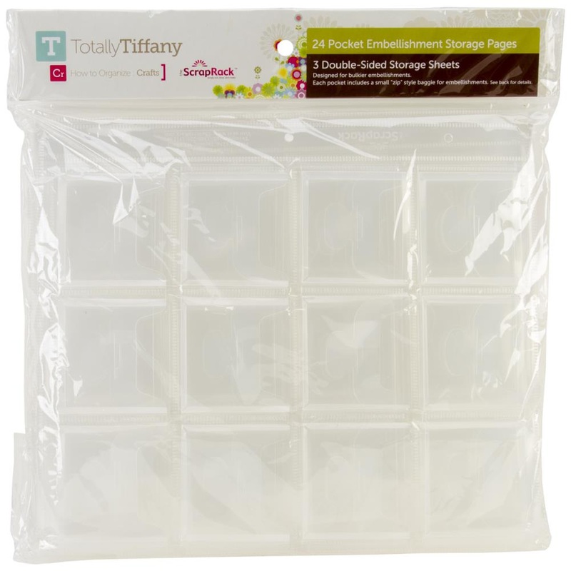 Totally Tiffany ScrapRack Embellishment Storage Page – 24 pockets embellishment storage – 3/pk