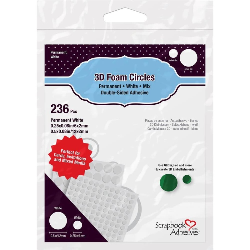White 3D Self-Adhesive Foam Circles .25 & .5 236/Pkg