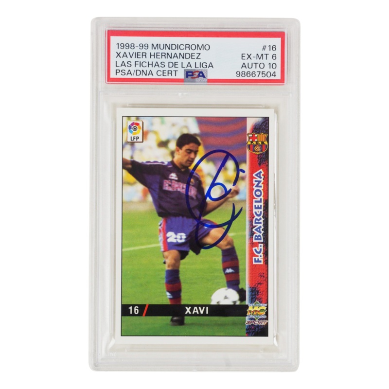 Xavi 1998-99 Mundicromo Las Fichas De La Liga Rookie Card – PSA 6 Autograph 10