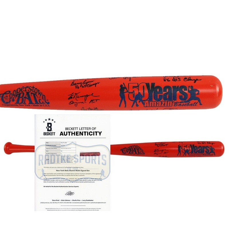 9 New York Mets Alumni Signed Cooperstown Orange MLB Bat- Duffy Dyer, Barry Lyon