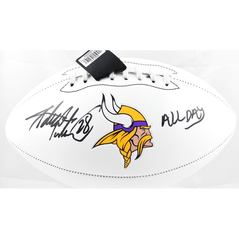 Adrian Peterson Autographed Vikings Logo Football All Day – Beckett W Hologram
