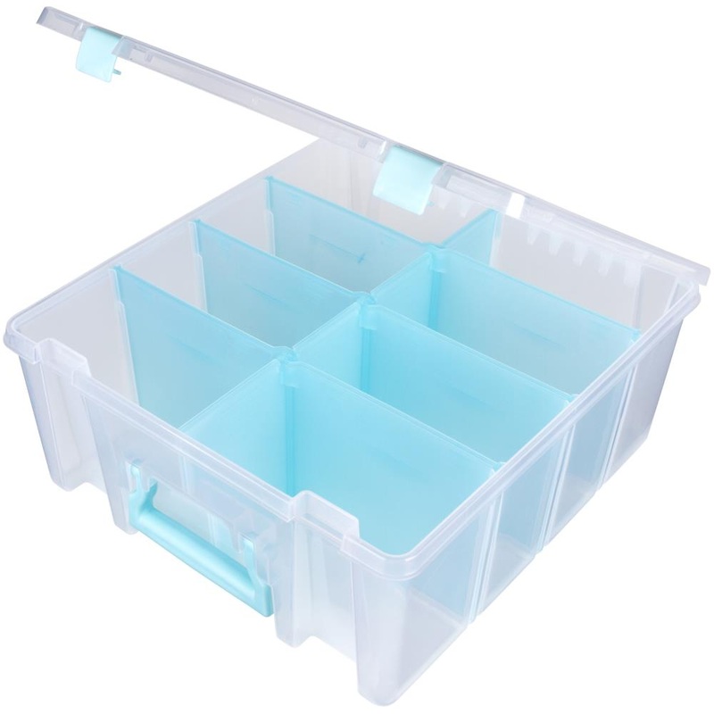 ArtBin Super Satchel Double Deep W/Removable Dividers Aqua Handle, Latch & Dividers