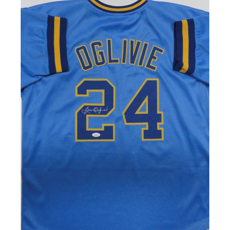 Brewers 82 AL Champ BEN OGLIVI Signed Custom Replica Blue Jersey AUTO – JSA