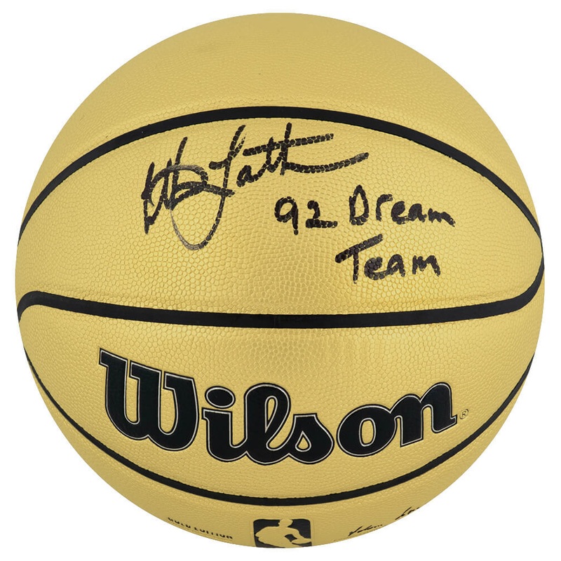 Christian Laettner Signed Wilson Gold F/S NBA Basketball w/Dream Team – (SS COA)