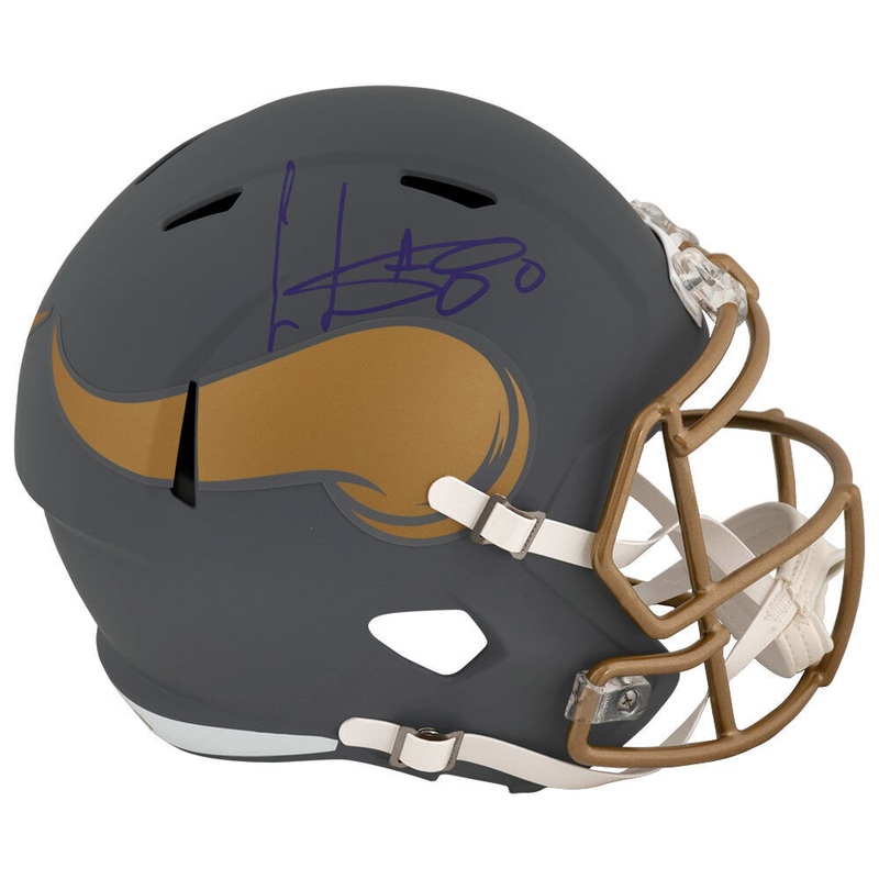 Cris Carter Signed Vikings SLATE Riddell Full Size Replica Helmet (SCHWARTZ COA)
