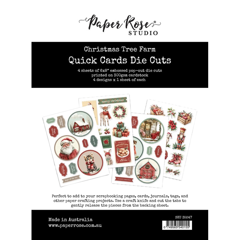 Paper Rose Christmas Tree Farm Quick Card Die Cuts