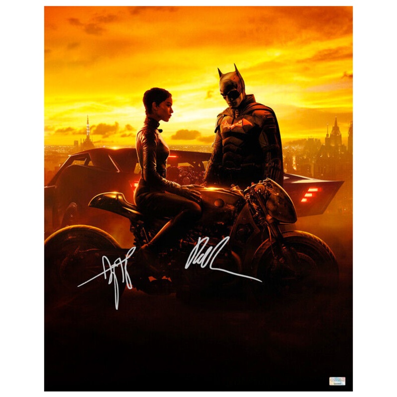 Robert Pattinson, Zoe Kravitz Autographed 2022 The Batman Defenders 16×20 Photo