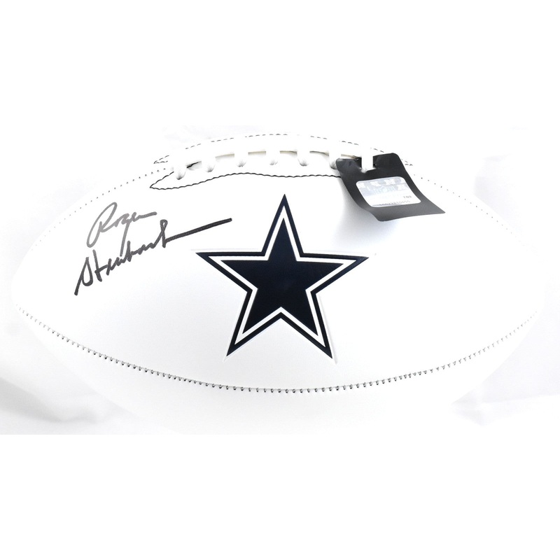 Roger Staubach Autographed Dallas Cowboys Logo Football – Beckett W Hologram