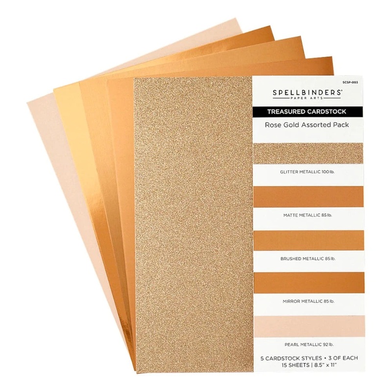 Spellbinders Rose Gold Assortment Treasured Cardstock 8 1/2 X 11 – 15 Pack