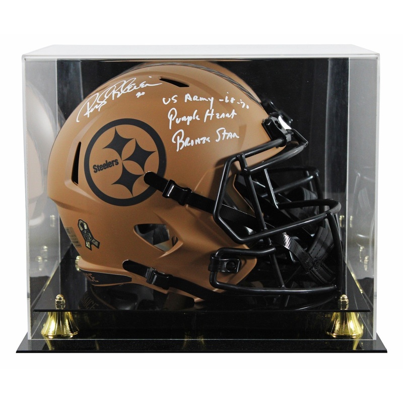 Steelers Rocky Bleier 3x Insc Signed STS II F/S Rep Helmet W/ Case BAS Witness